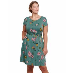 Toad&Co Cue Wrap Short-Sleeve Dress - Women's Silver Pine Floral Print Medium